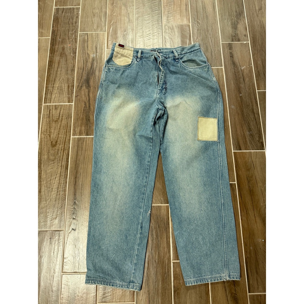 Vintage FUBU Baggy Jeans Mens 40x34 Light Wash Corduroy Patch Y2K Hip Hop Denim